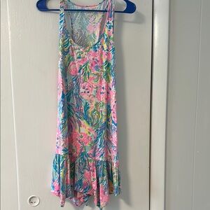 Lilly Pulitzer Pink and Blue One Piece with Ruffled Hem